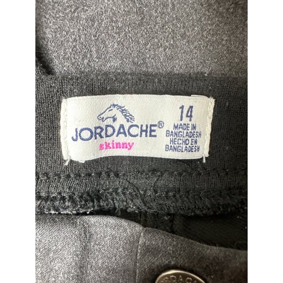 Jordache Girls Black Skinny Jeans With Striped Elastic Waistband Size 14 Slim - Picture 5 of 8